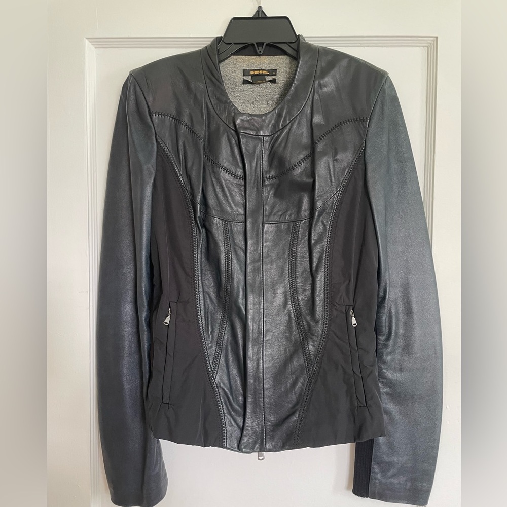 Diesel Black Gold Leather jacket size small